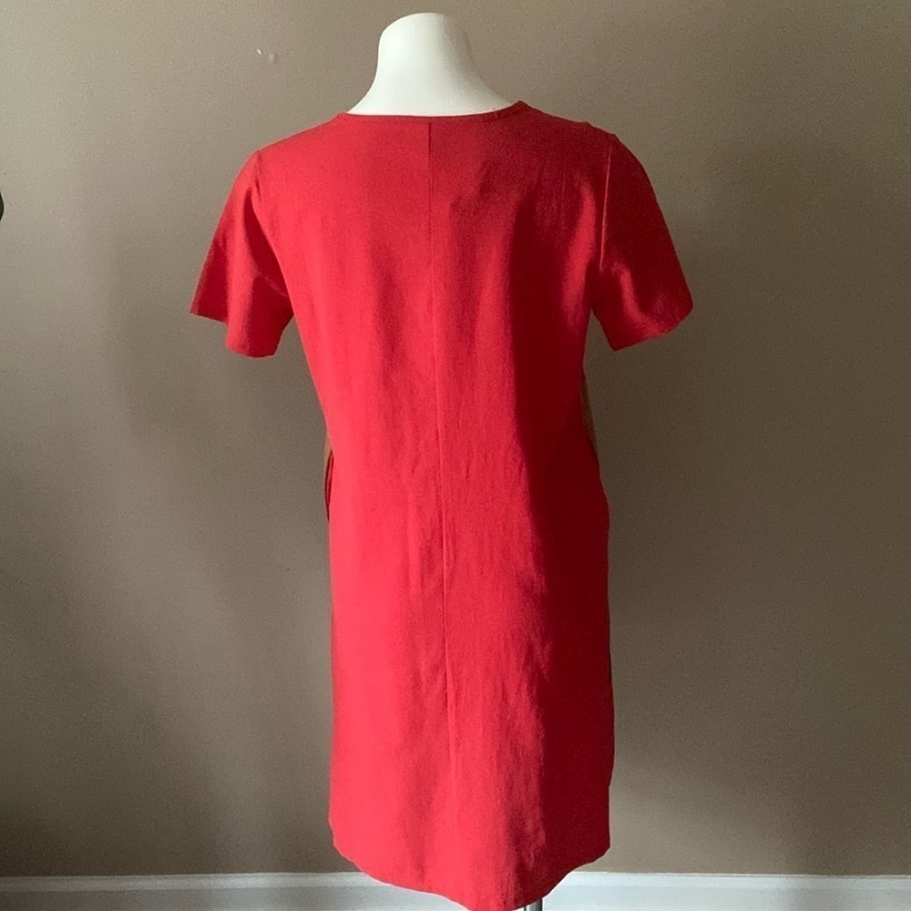Belle De Jour Paris Red, Black and Brown Stiches Patchwork Cotton Dress Casual - Picture 2 of 7